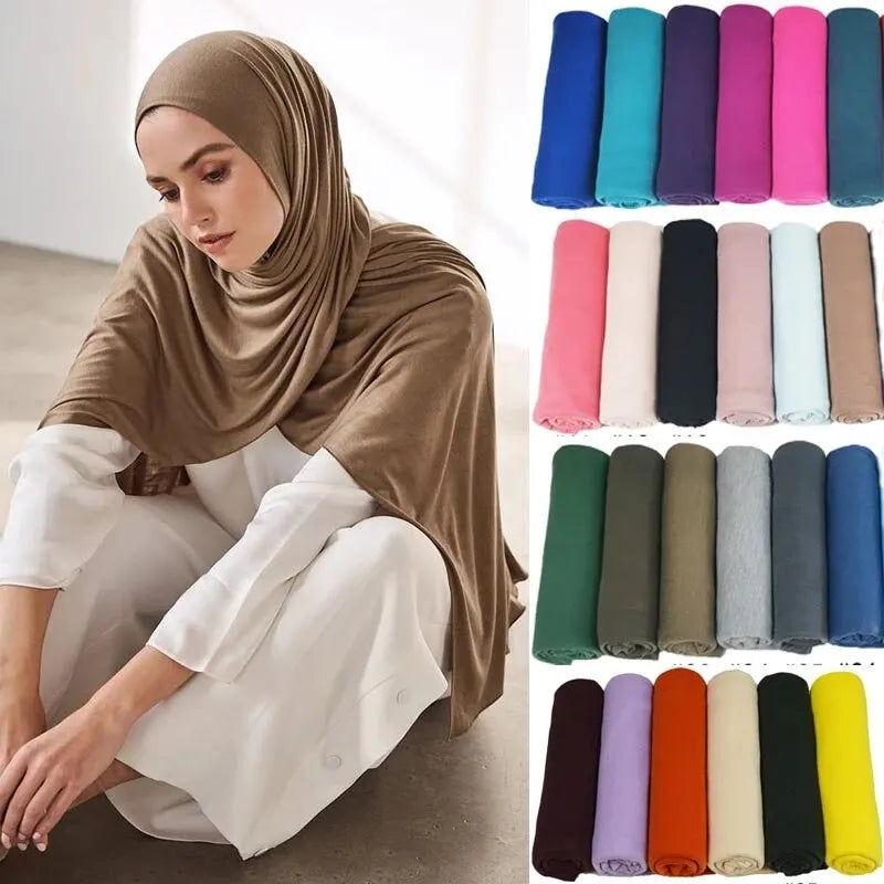 Soft Stretch Jersey Hijab Scarf, 85 × 180 cm Wrap
