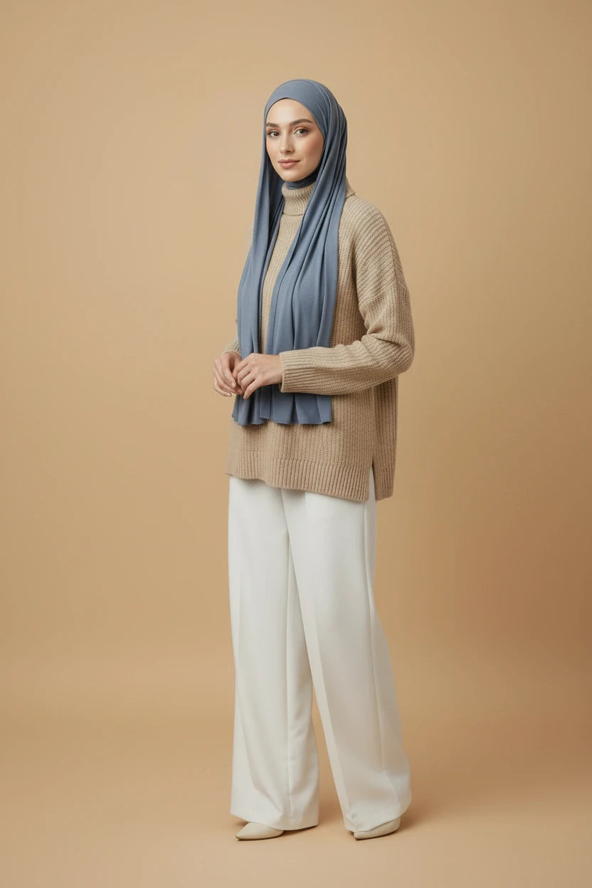 Soft Stretch Jersey Hijab Scarf, 85 × 180 cm Wrap