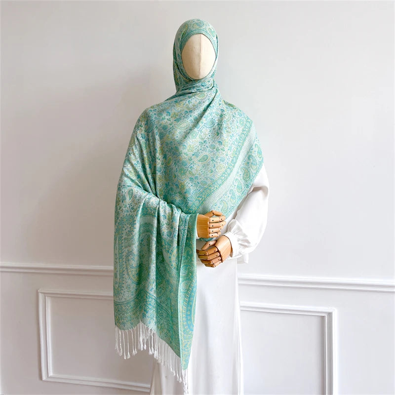 Women's Paisley Jacquard Scarf, Soft Warm Shawl
