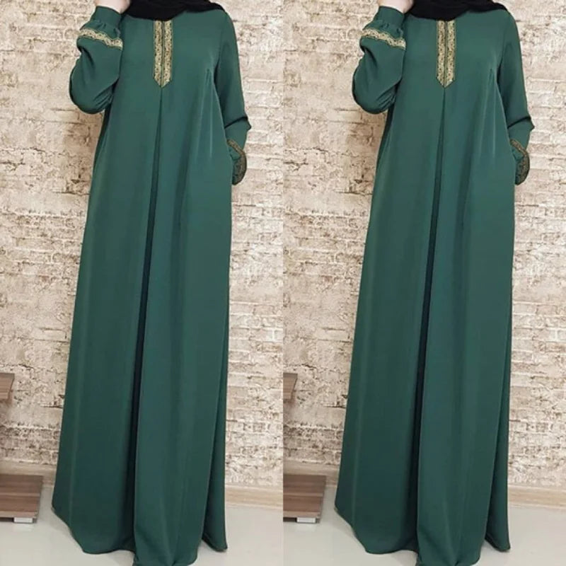 Ethnic Print Muslim Abaya Dress