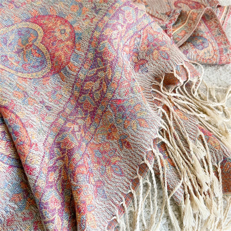 Women's Paisley Jacquard Scarf, Soft Warm Shawl