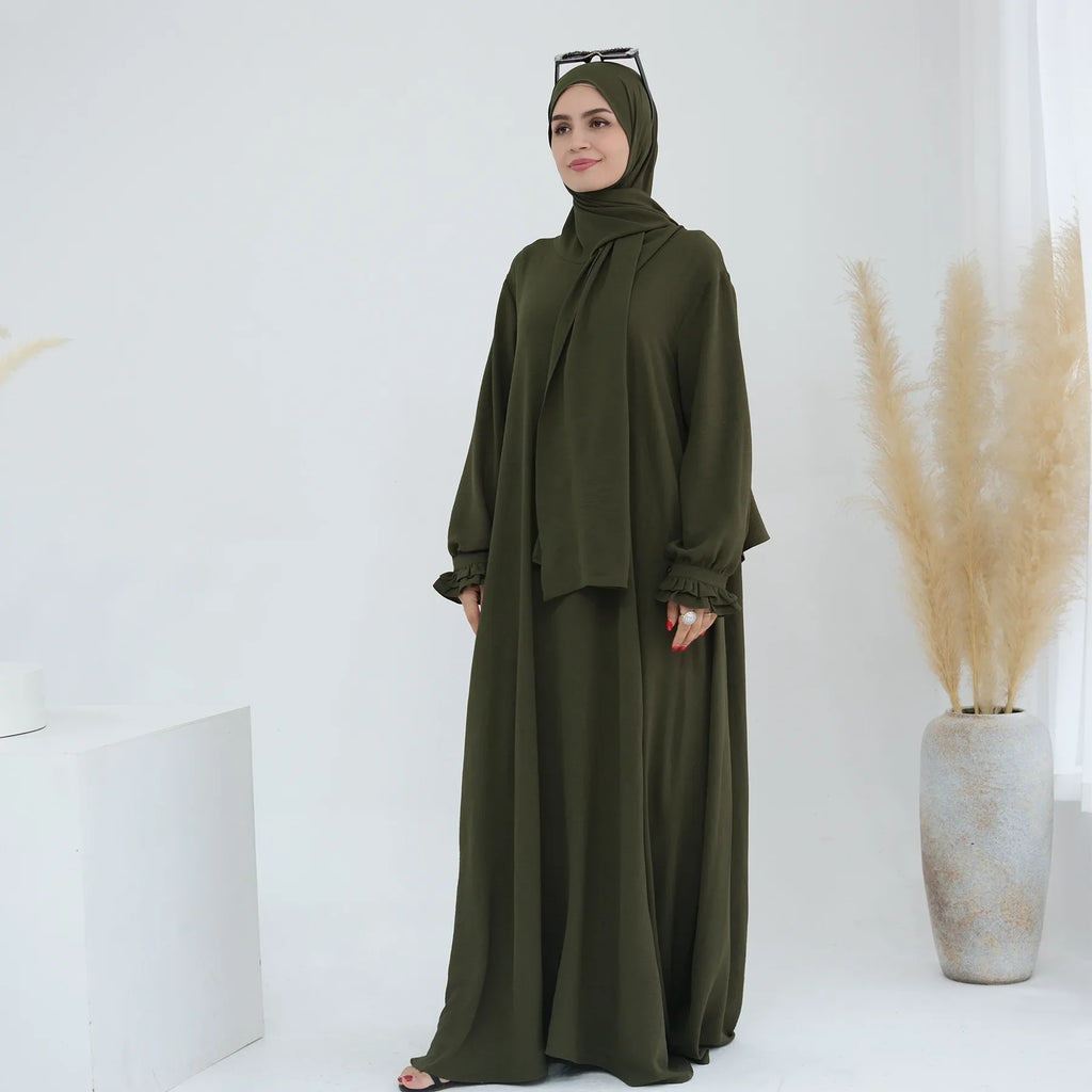 Dubai Abaya with Integrated Hijab Scarf