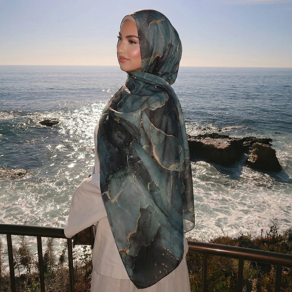 Cashmere-Feel Hijab Scarf, Solid 80 × 180 cm Wrap