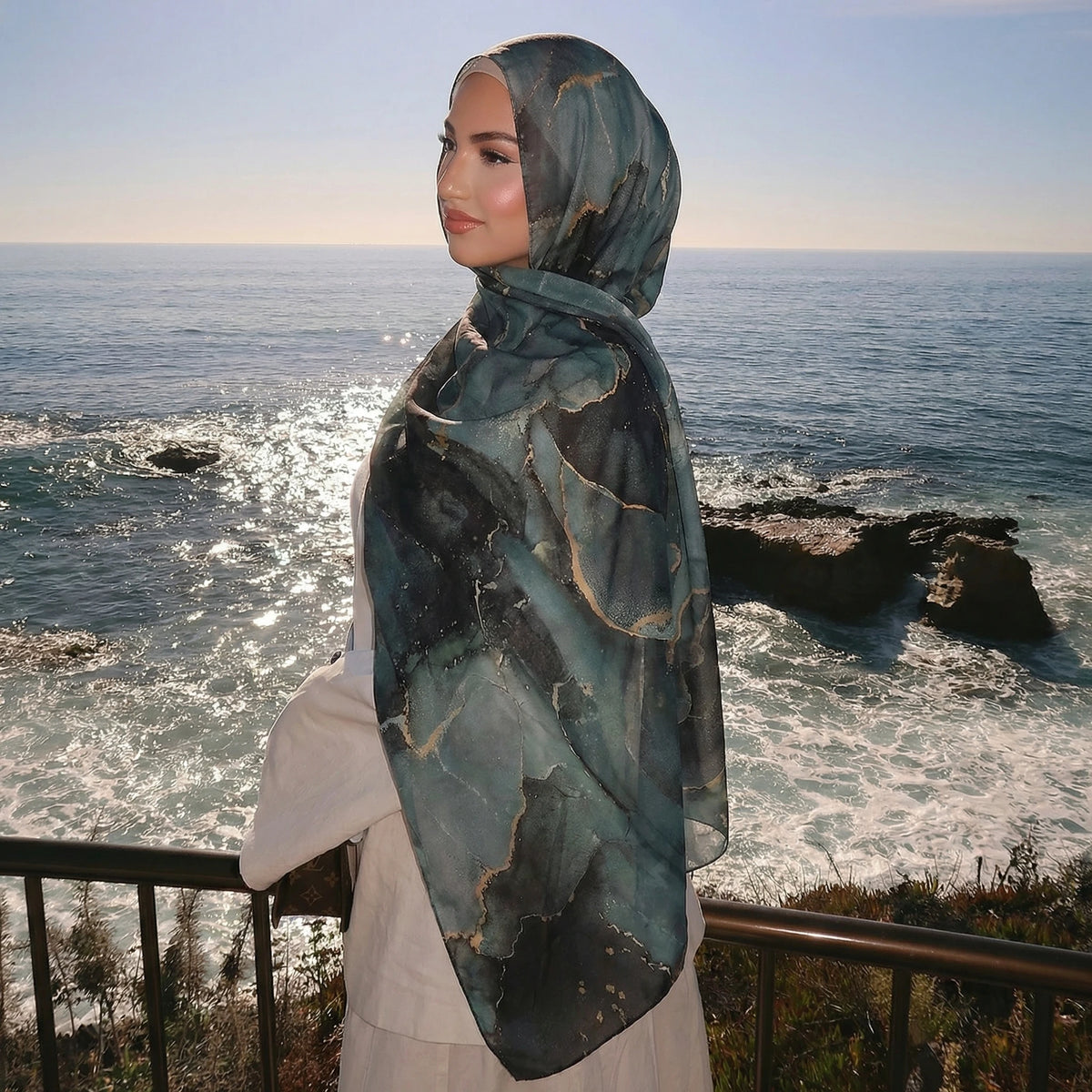 Cashmere-Feel Hijab Scarf, Solid 80 × 180 cm Wrap