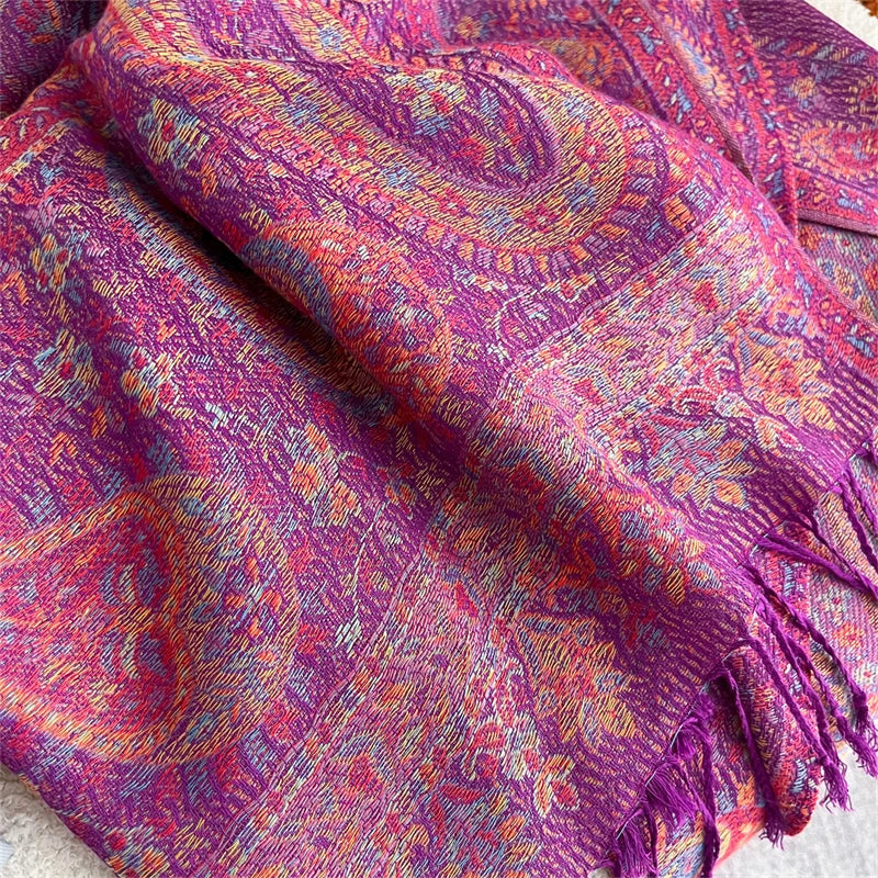 Women's Paisley Jacquard Scarf, Soft Warm Shawl