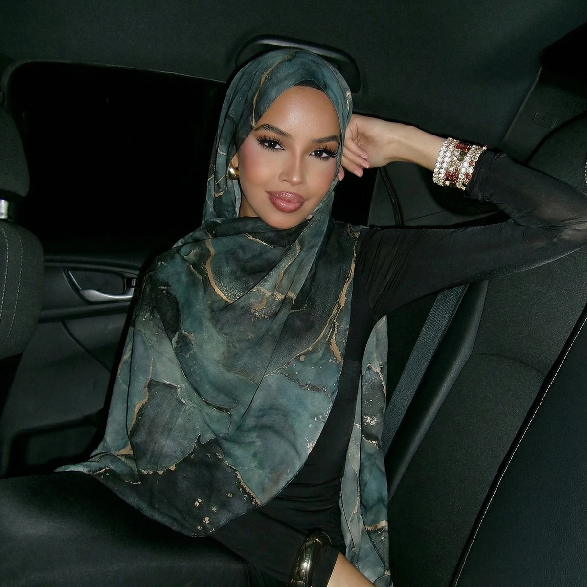 Cashmere-Feel Hijab Scarf, Solid 80 × 180 cm Wrap