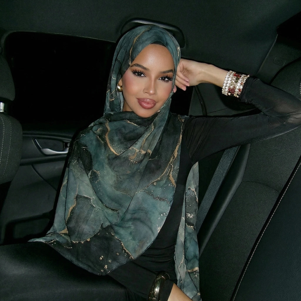 Cashmere-Feel Hijab Scarf, Solid 80 × 180 cm Wrap