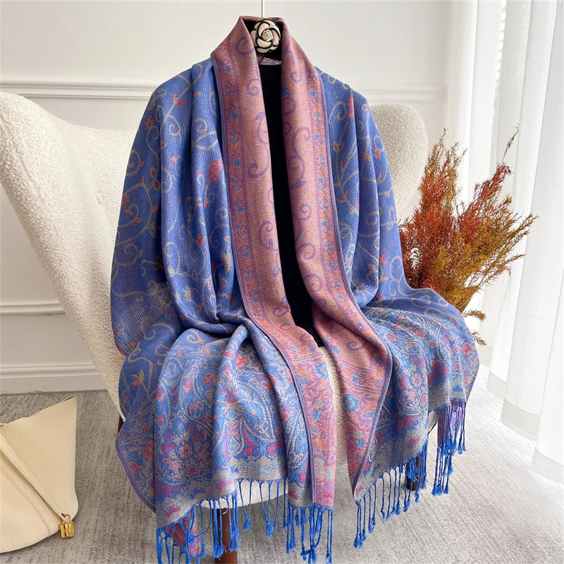Women's Paisley Jacquard Scarf, Soft Warm Shawl