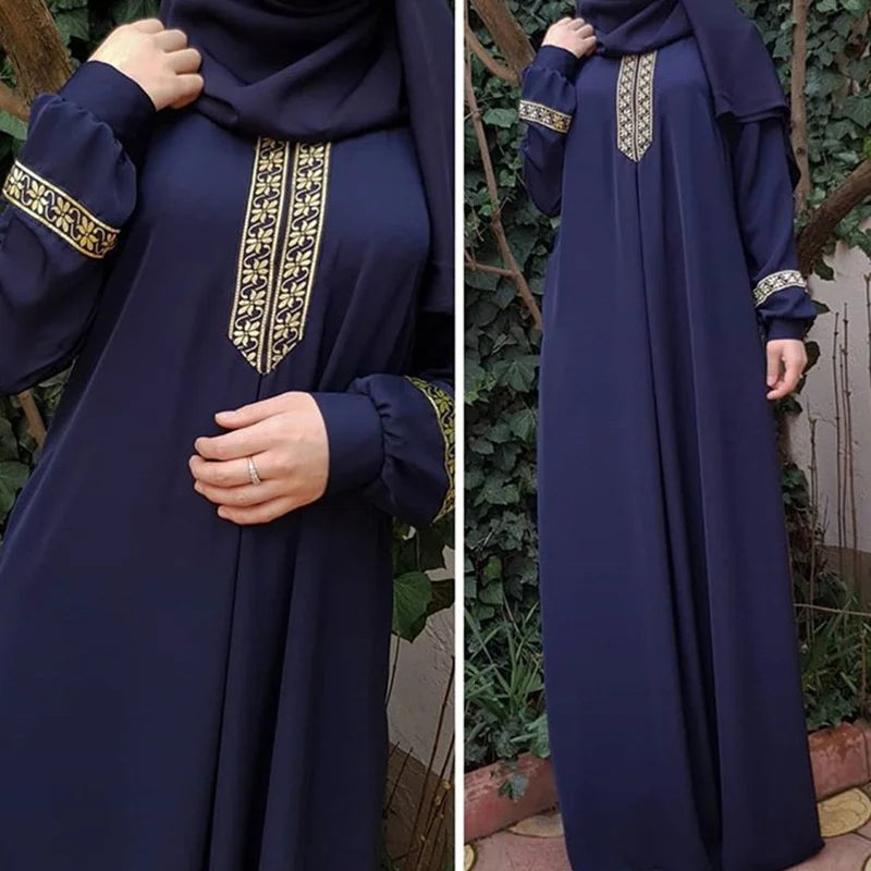 Ethnic Print Muslim Abaya Dress