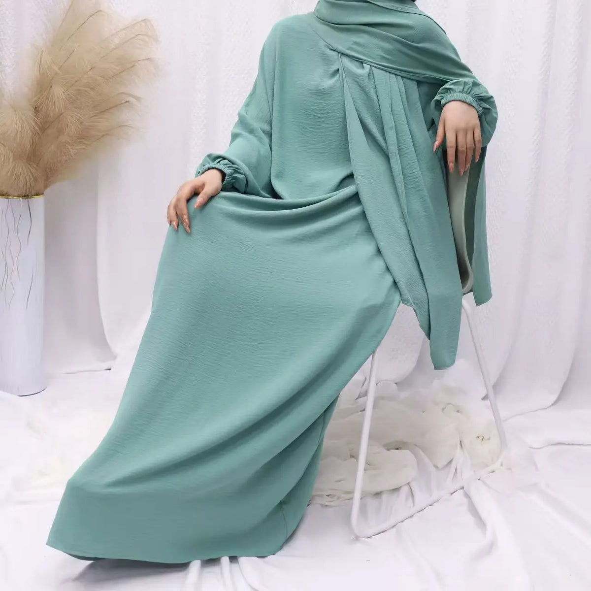 Dubai Abaya with Integrated Hijab Scarf