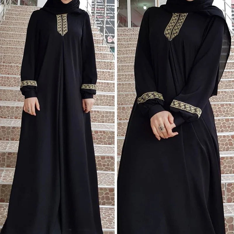 Ethnic Print Muslim Abaya Dress