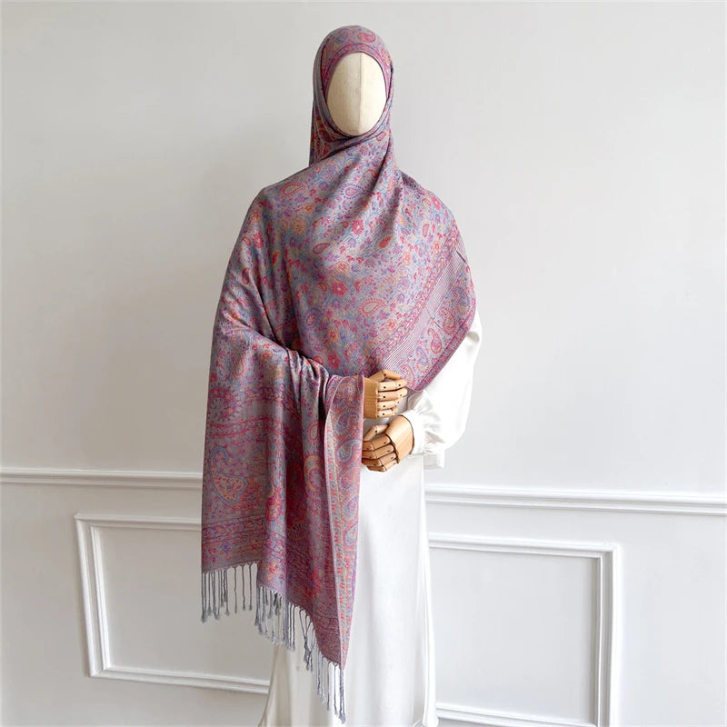 Women's Paisley Jacquard Scarf, Soft Warm Shawl