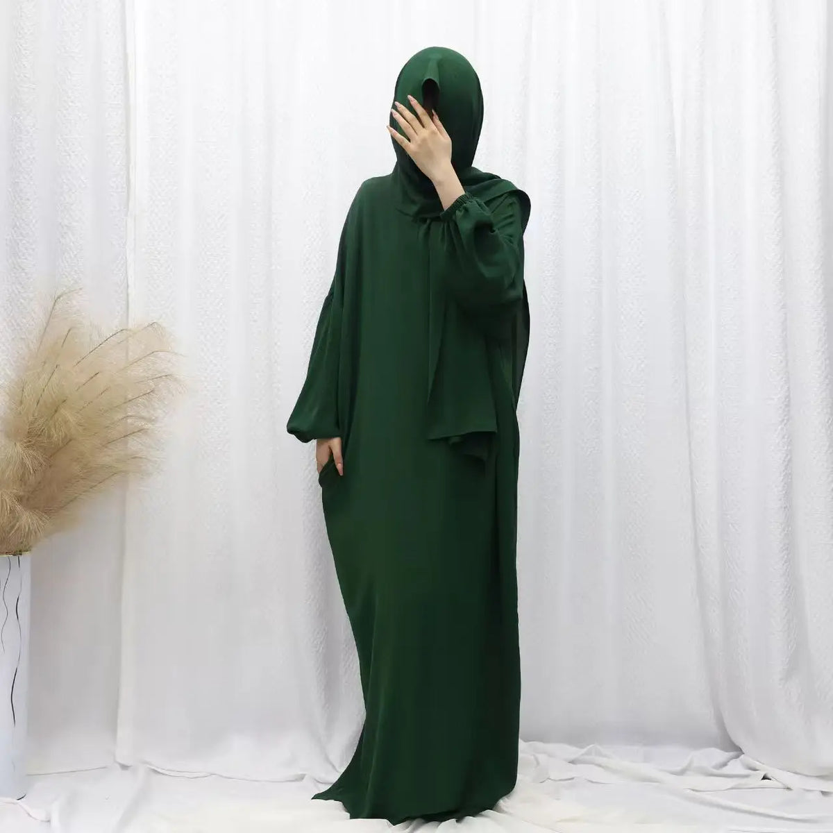 Dubai Abaya with Integrated Hijab Scarf