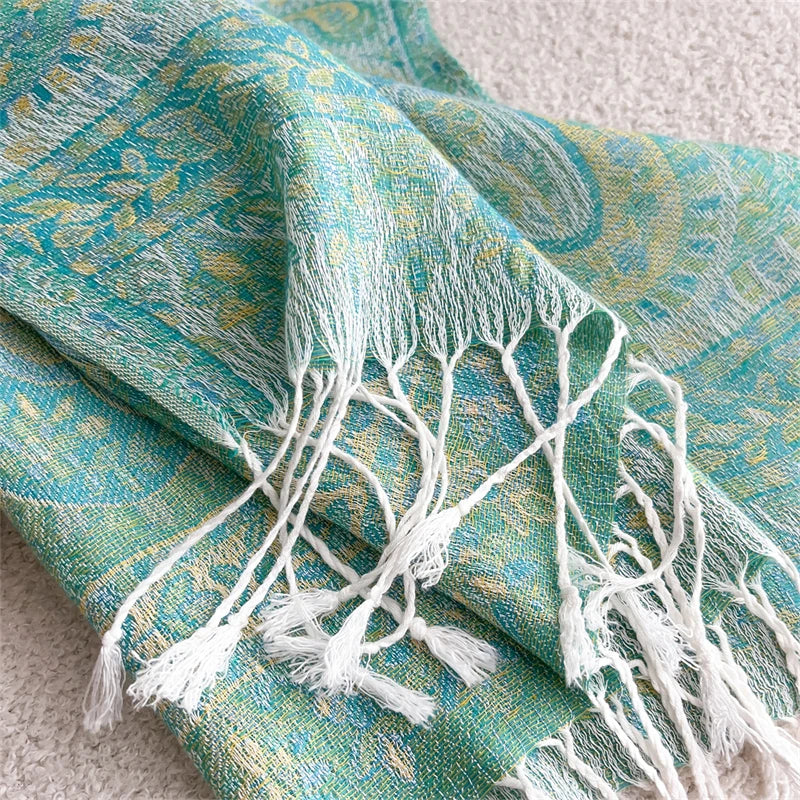 Women's Paisley Jacquard Scarf, Soft Warm Shawl
