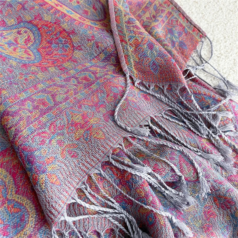 Women's Paisley Jacquard Scarf, Soft Warm Shawl