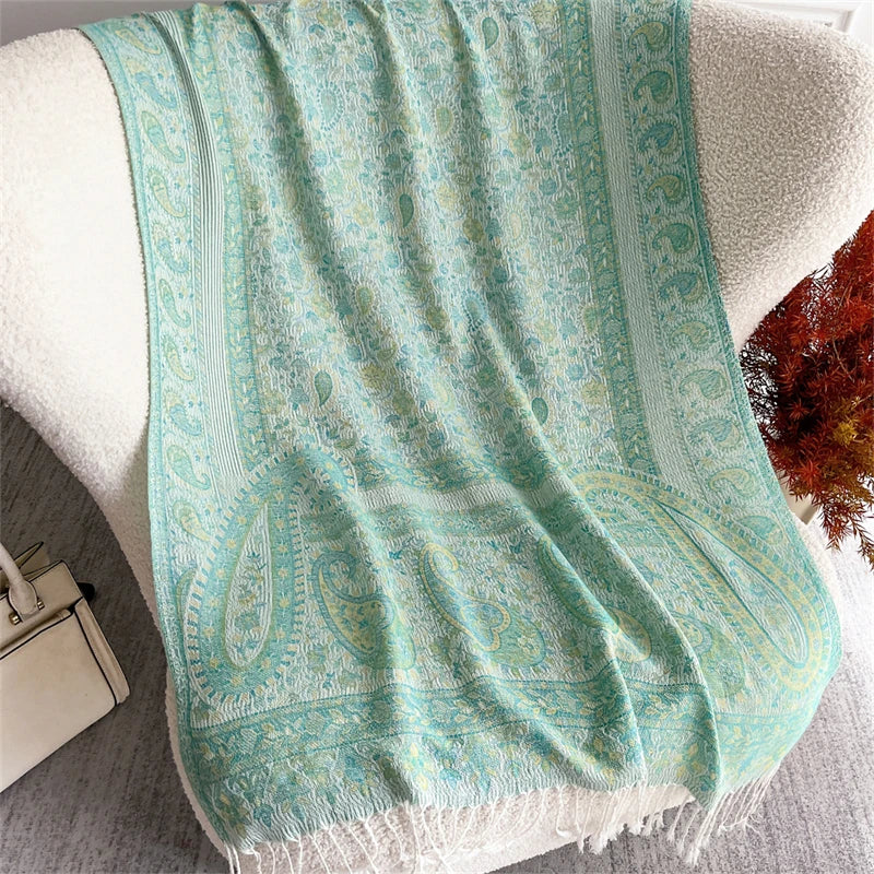 Women's Paisley Jacquard Scarf, Soft Warm Shawl