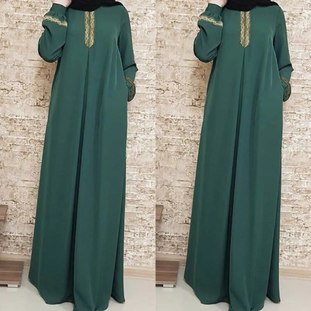 Ethnic Print Muslim Abaya Dress