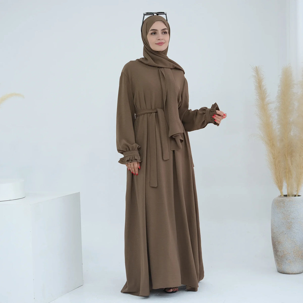 Dubai Abaya with Integrated Hijab Scarf