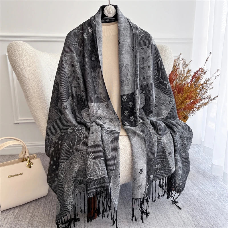 Women's Paisley Jacquard Scarf, Soft Warm Shawl