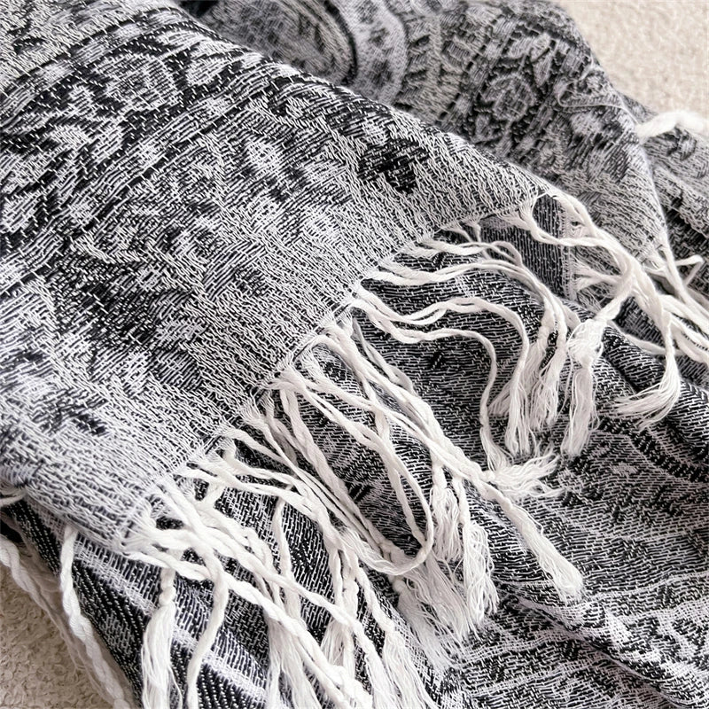 Women's Paisley Jacquard Scarf, Soft Warm Shawl