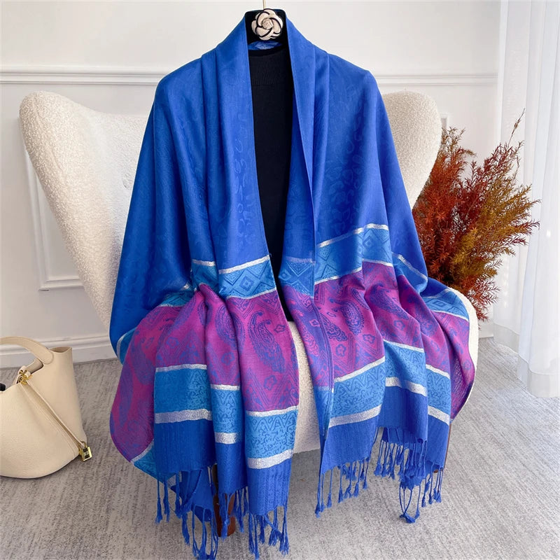 Women's Paisley Jacquard Scarf, Soft Warm Shawl