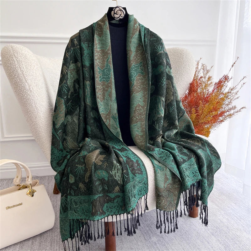 Women's Paisley Jacquard Scarf, Soft Warm Shawl