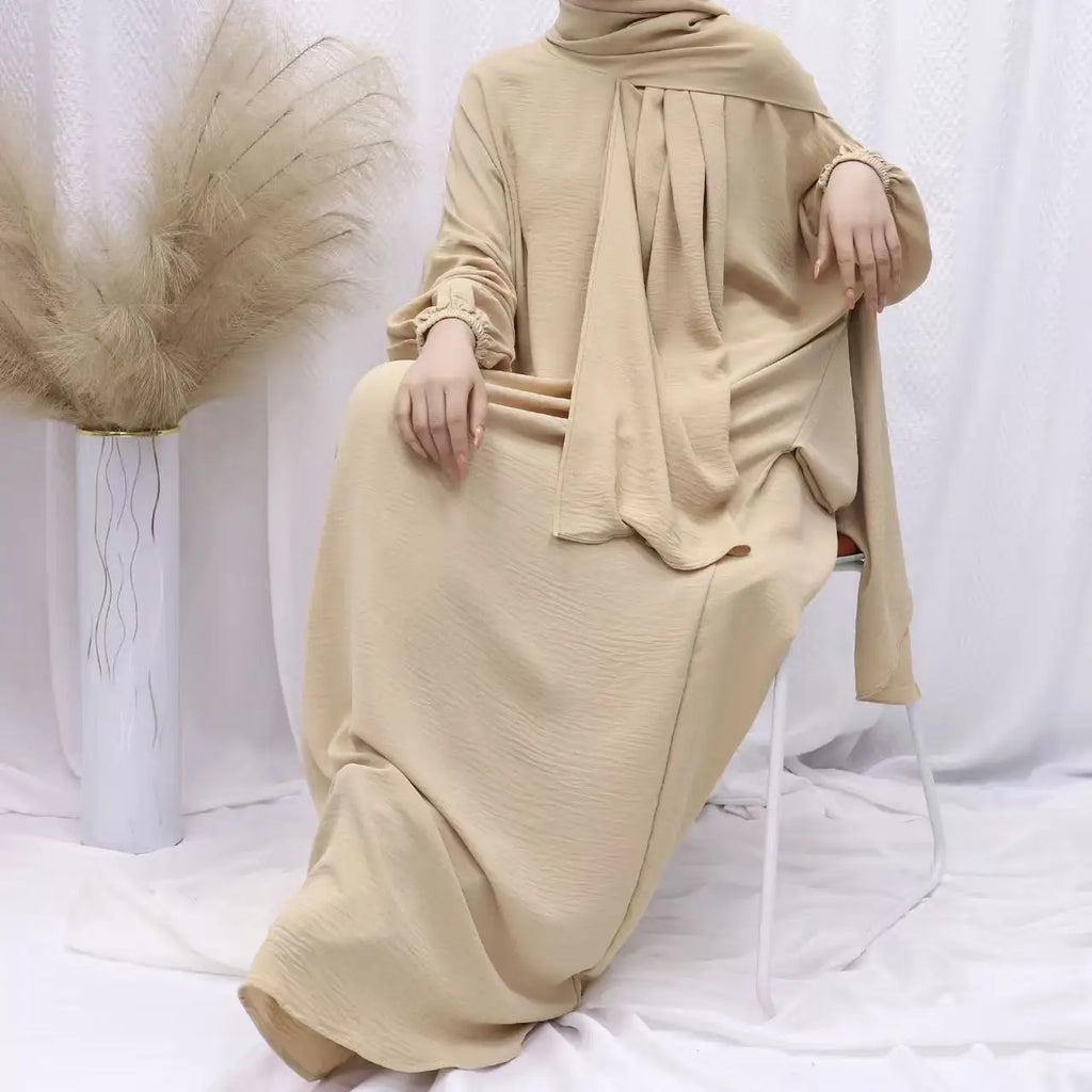 Dubai Abaya with Integrated Hijab Scarf