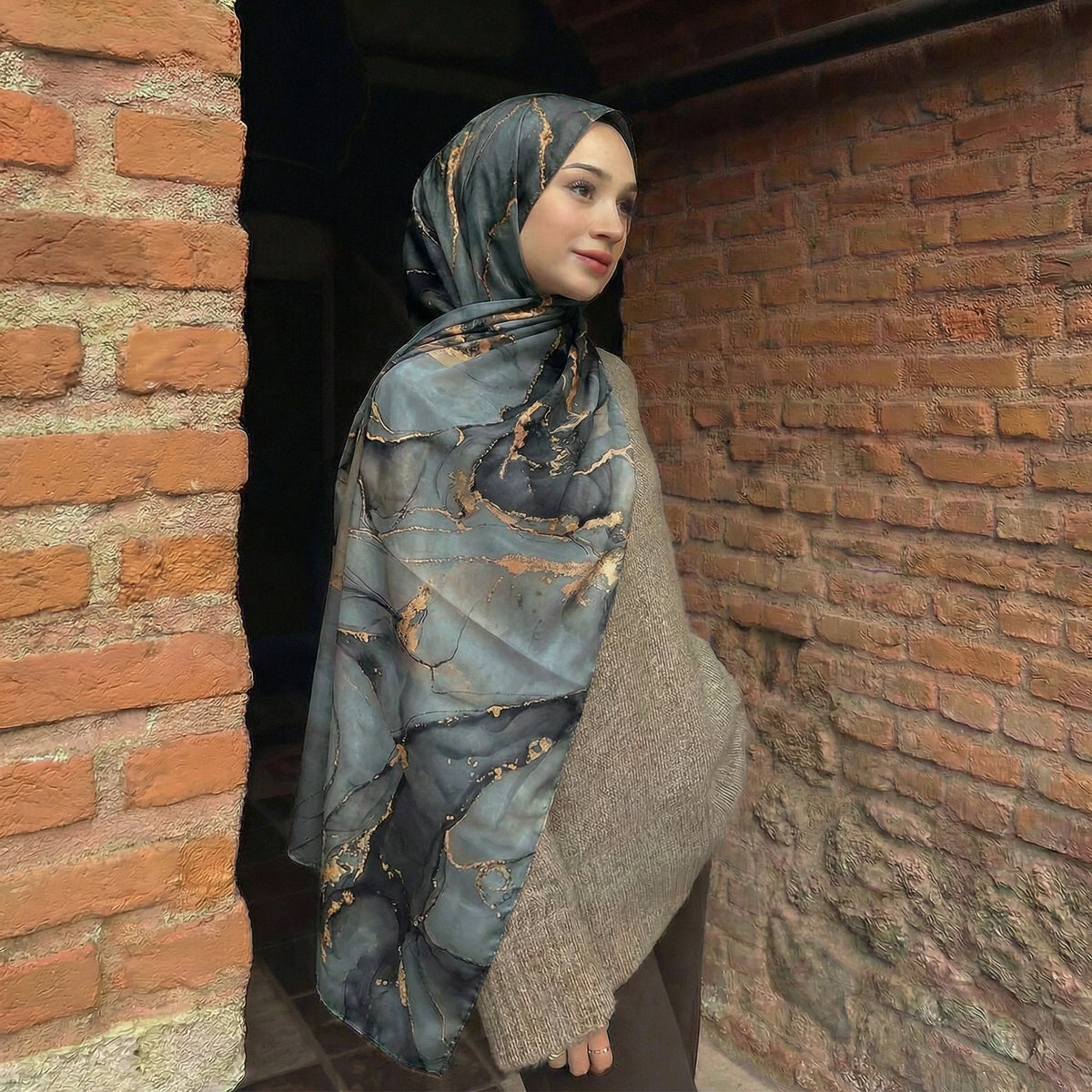 Cashmere-Feel Hijab Scarf, Solid 80 × 180 cm Wrap