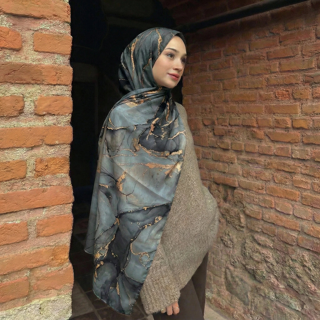 Cashmere-Feel Hijab Scarf, Solid 80 × 180 cm Wrap