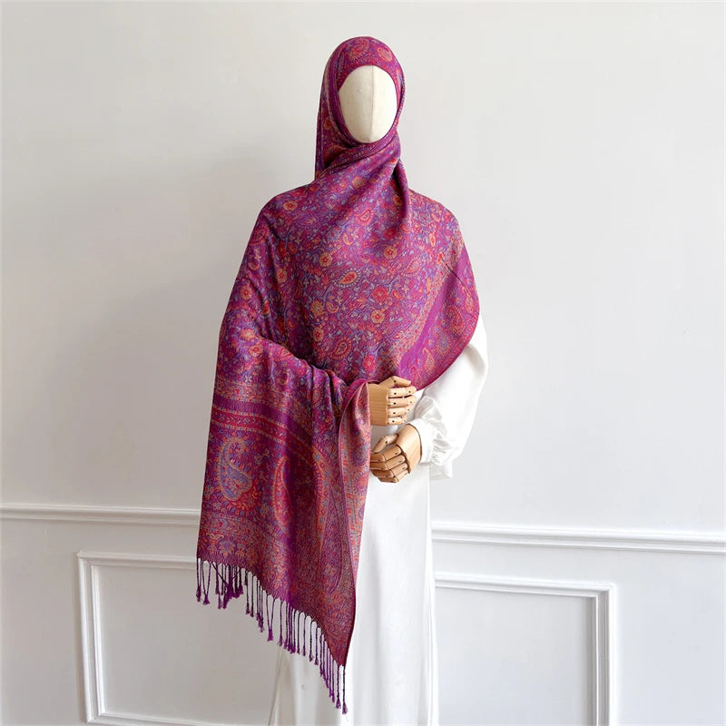 Women's Paisley Jacquard Scarf, Soft Warm Shawl