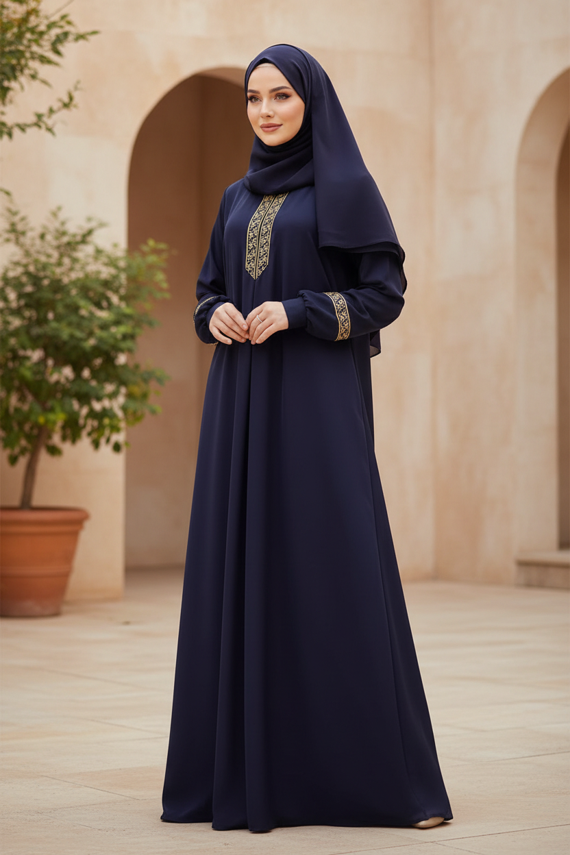 Ethnic Print Muslim Abaya Dress